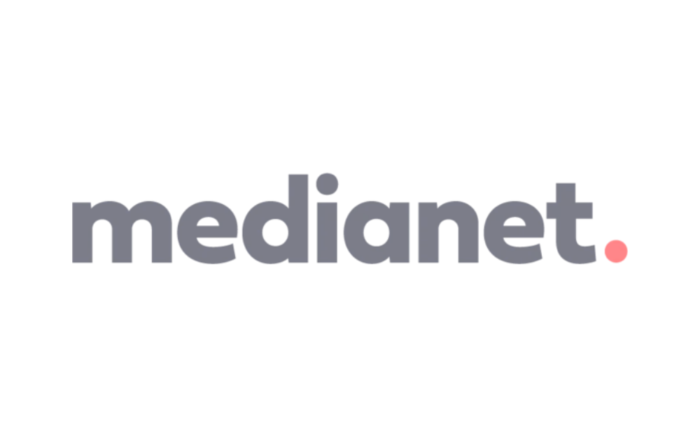 Medianet logo in gray lowercase font with a pink dot at the end.