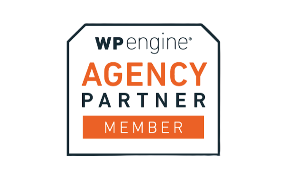 WP Engine Agency Partner Member badge (logo on white shield with orange AGENCY text)