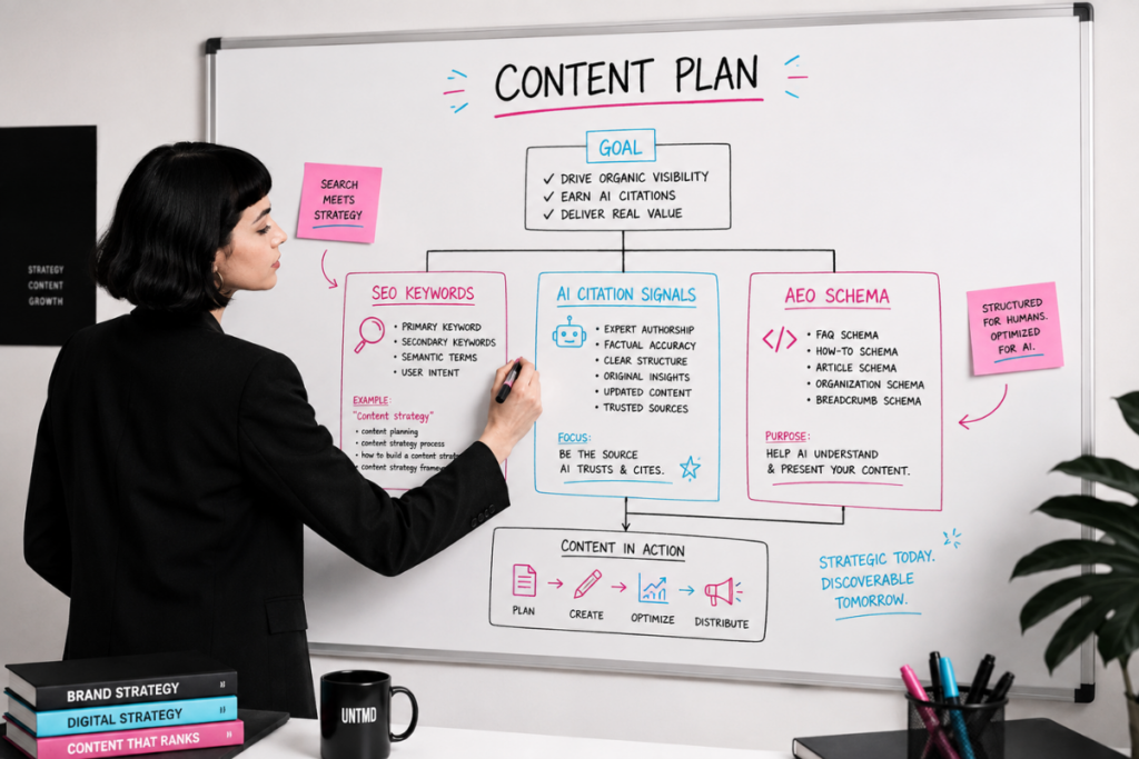 Above H2_ How To Build Content That Works for SEO GEO and AEO at Once | UNTMD | Award-Winning Digital Marketing Agency in Australia How to build content for SEO, GEO, and AEO at once: content strategy for all three disciplines